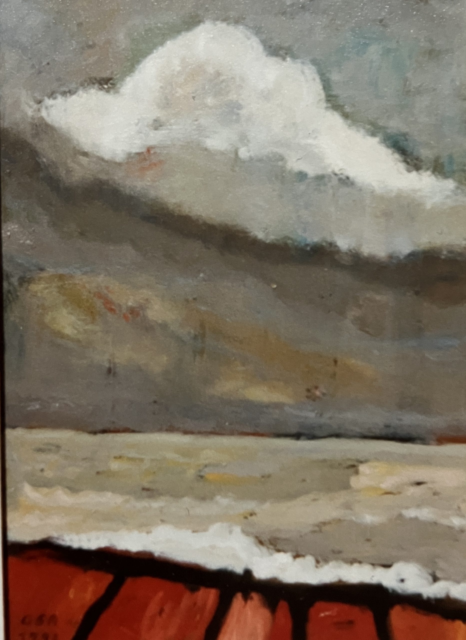 Strandweg (1. F.), 1993, Öl auf Hartfaserplatte, 70 x 50 cm.