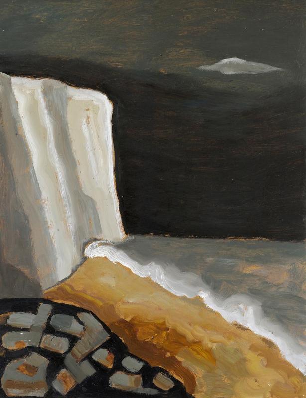Weisses Kliff, 1993, Öl auf Hartfaserplatte, 84,6 x 63,8 cm.