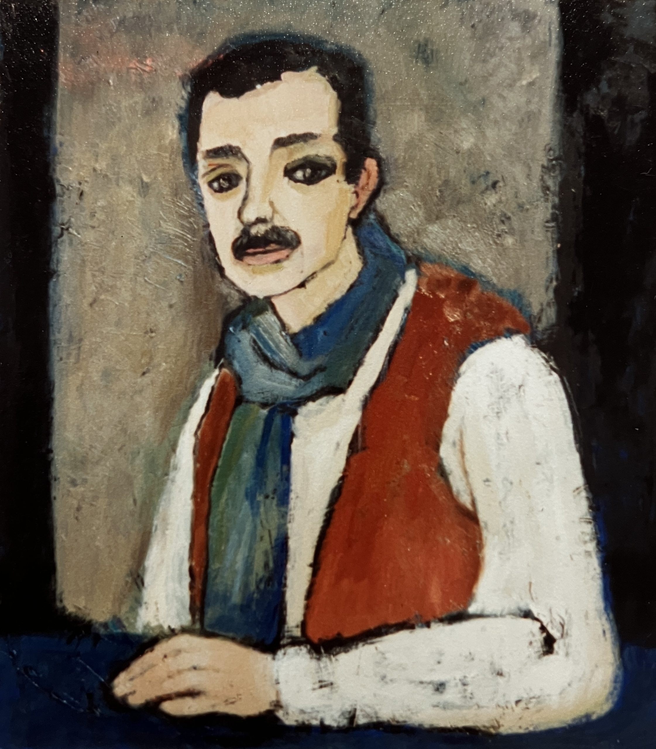 Bildnis A. B. (Axel Brandt), 1994, Öl auf Hartfaserplatte, 59,7 x 48,7 cm.