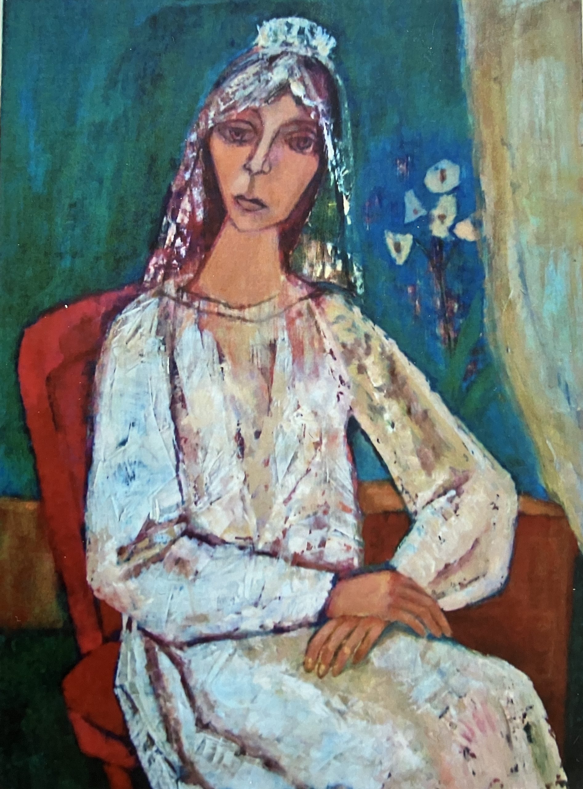 Braut, 1994, Öl auf Hartfaserplatte, 90 x 65 cm.