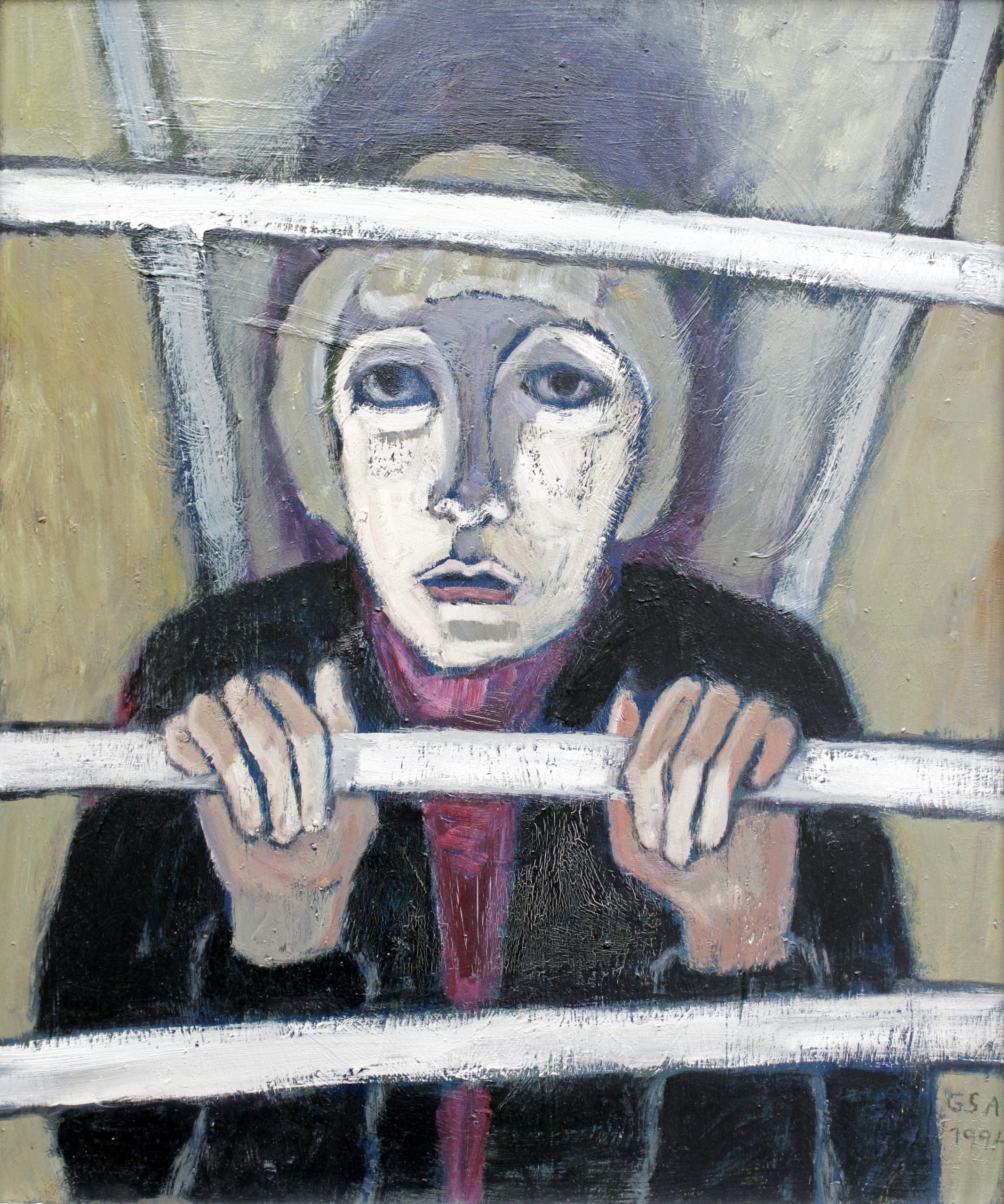 Durchblick (1. F.), 1994, Öl auf Hartfaserplatte, 59 x 60 cm.