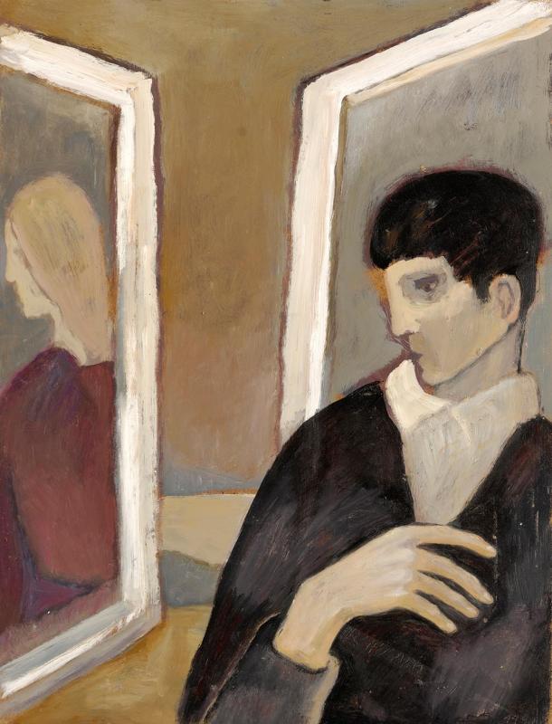 Fensterflügel, 1994, Öl auf Hartfaserplatte, 78 x 59 cm.