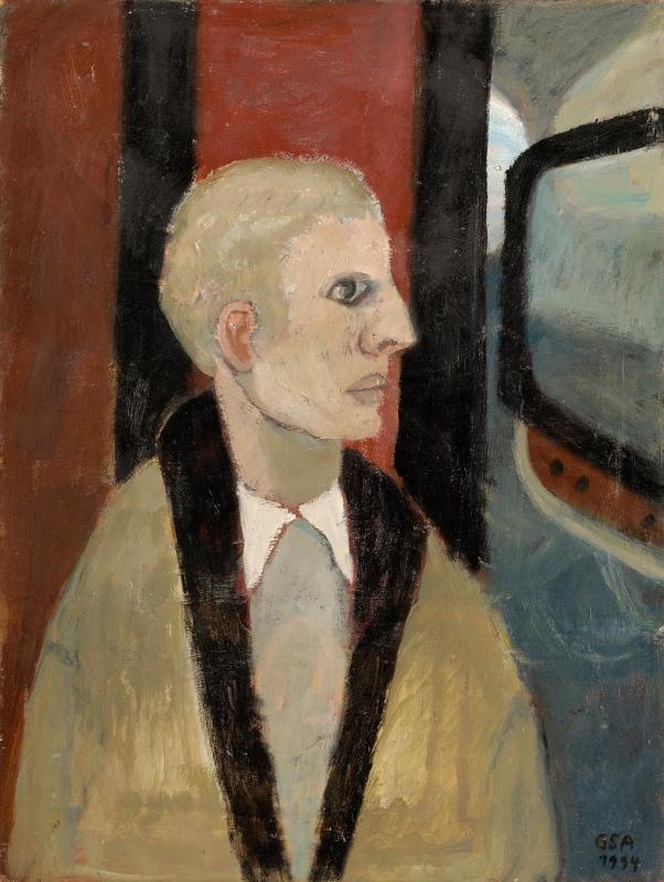 Fernsehen, 1994, Öl auf Hartfaserplatte, 79,5 x 60 cm.