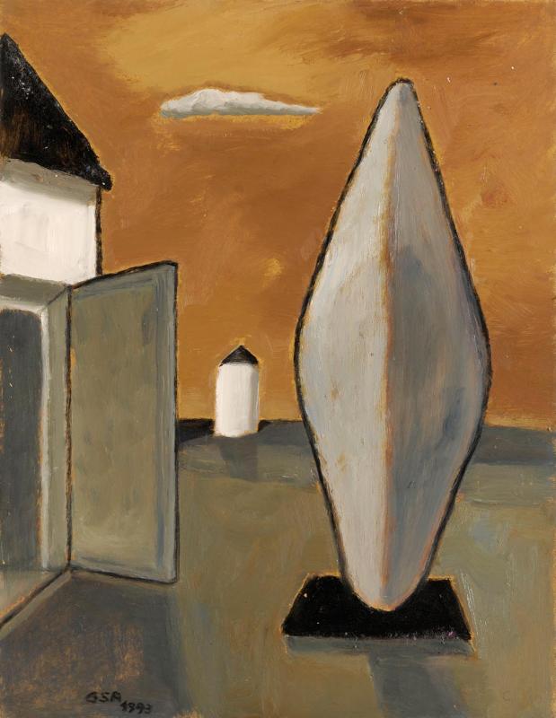 Figur, 1994, Öl auf Hartfaserplatte, 77,6 x 59,7 cm.