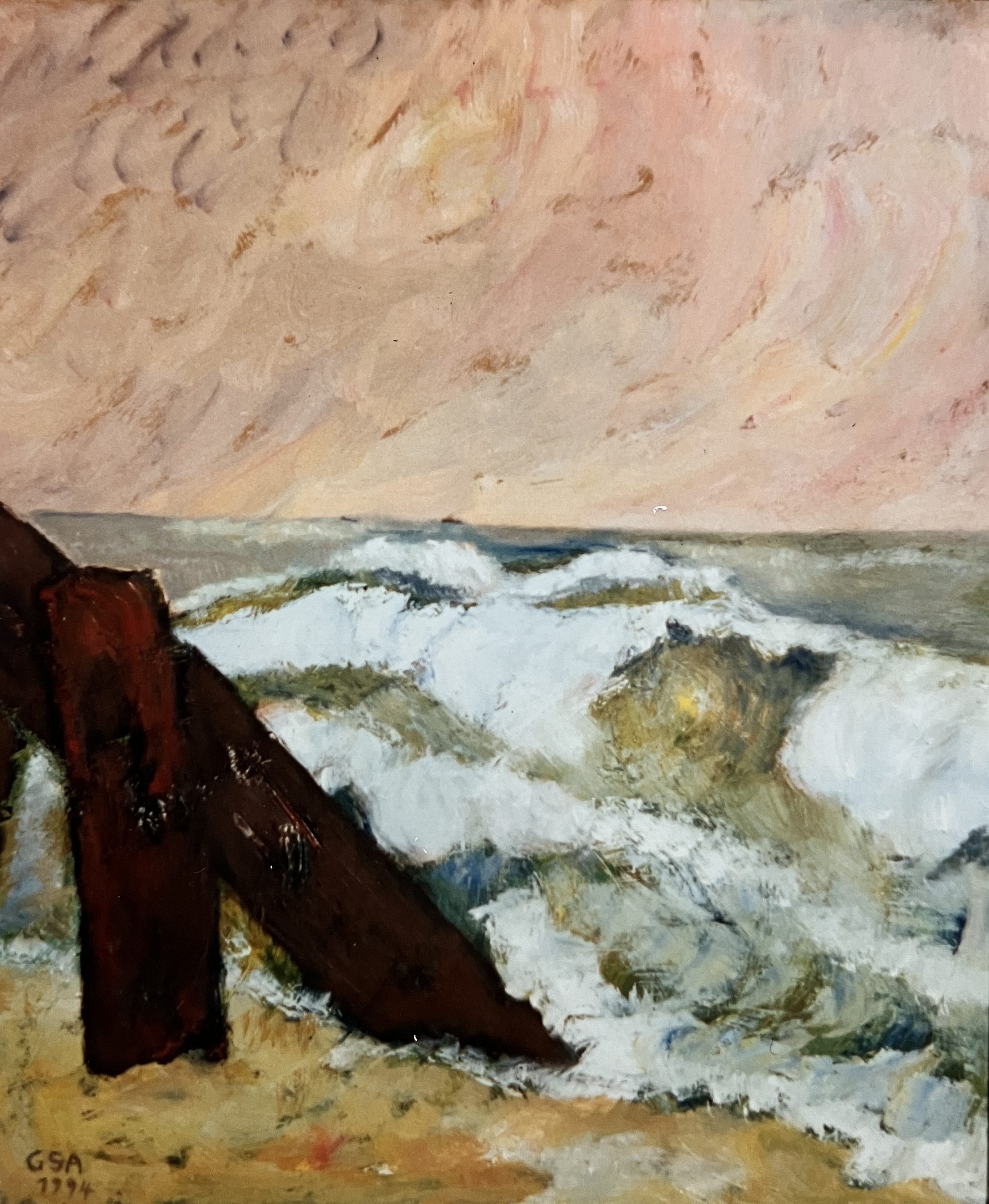 Grüne See, 1994, Öl auf Hartfaserplatte, 90 x 75 cm.