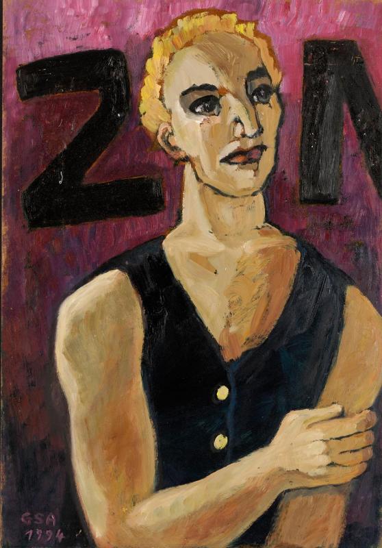 Schönes Mannsbild, 1994, Öl auf Hartfaserplatte, 89,7 x 63 cm.
