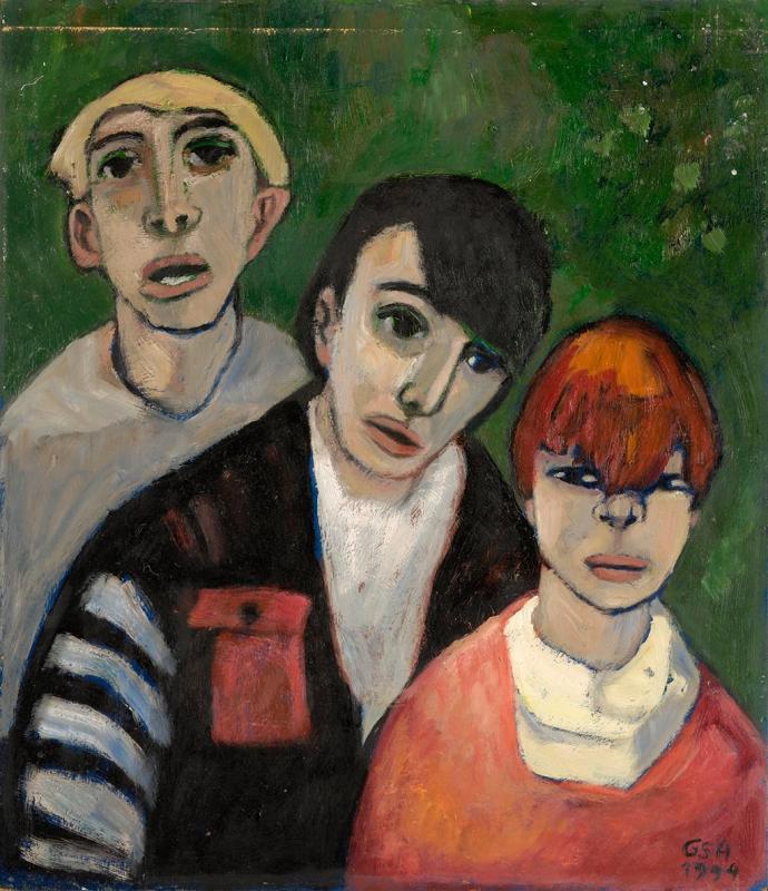 Schüler, 1994, Öl auf Hartfaserplatte, 71 x 61 cm.