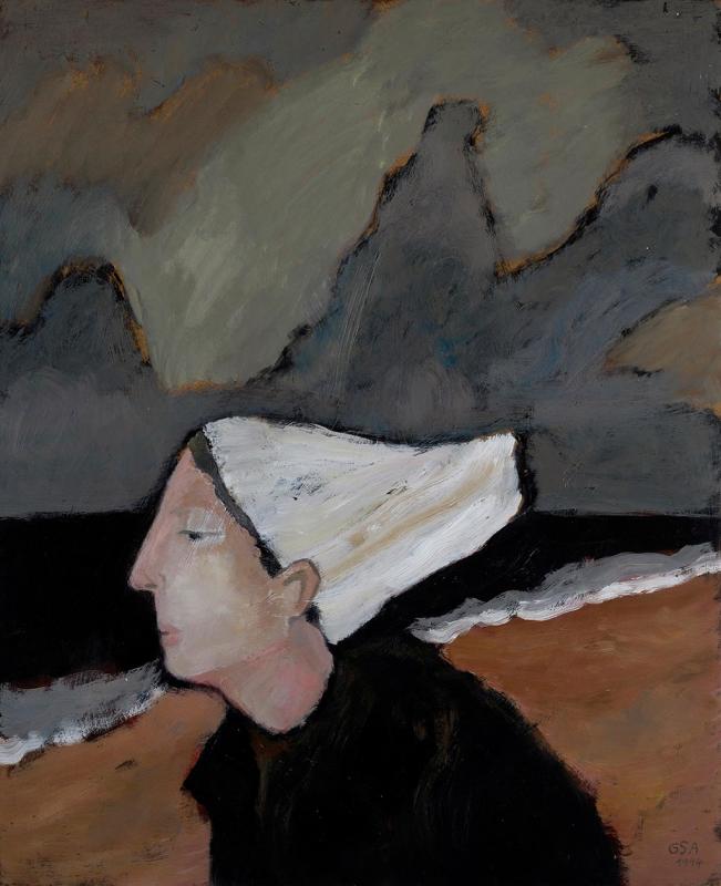 Strandläuferin, 1994, Öl auf Hartfaserplatte, 89,8 x 75 cm.