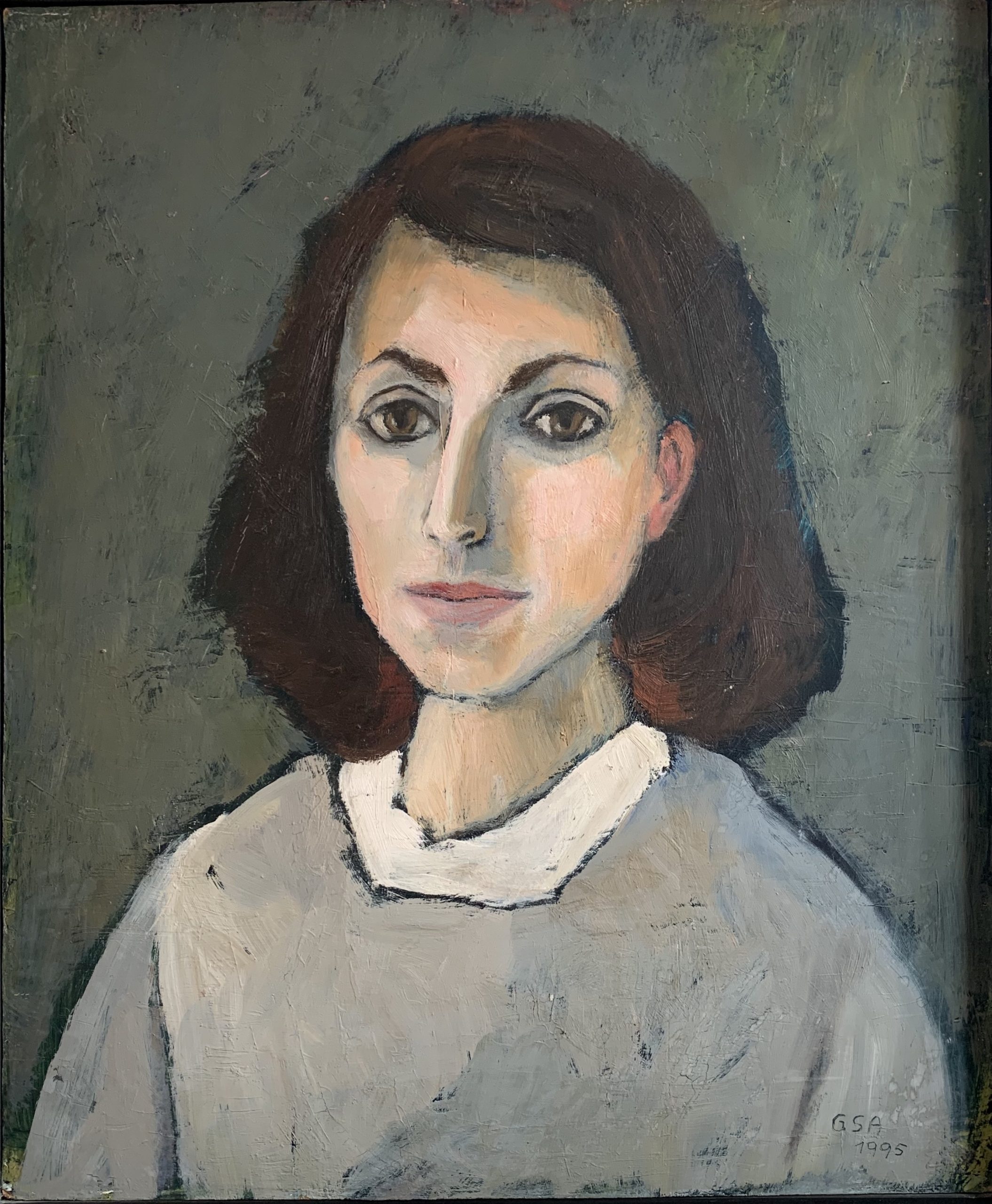 Bildnis B. K. (Krämer), 1995, Öl auf Hartfaserplatte, 60 x 50 cm.