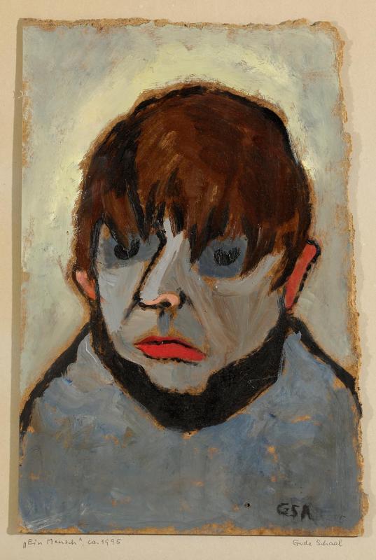 Ein Mensch, 1995, Öl auf Hartfaserplatte, 52 x 33 cm.