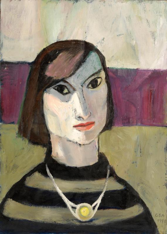 Frauenbildnis, 1995, Öl auf Hartfaserplatte, 70 x 50 cm.