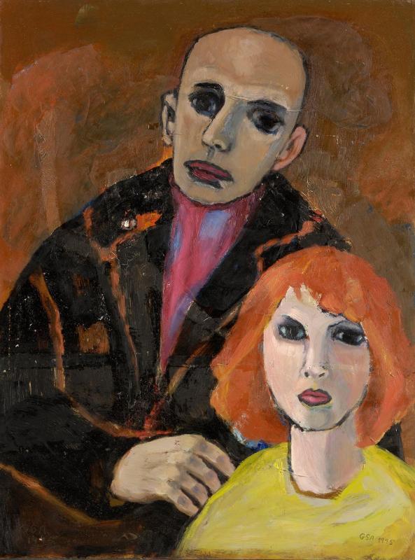 Junge Leute, 1995, Öl auf Hartfaserplatte, 79,7 x 59,5 cm.