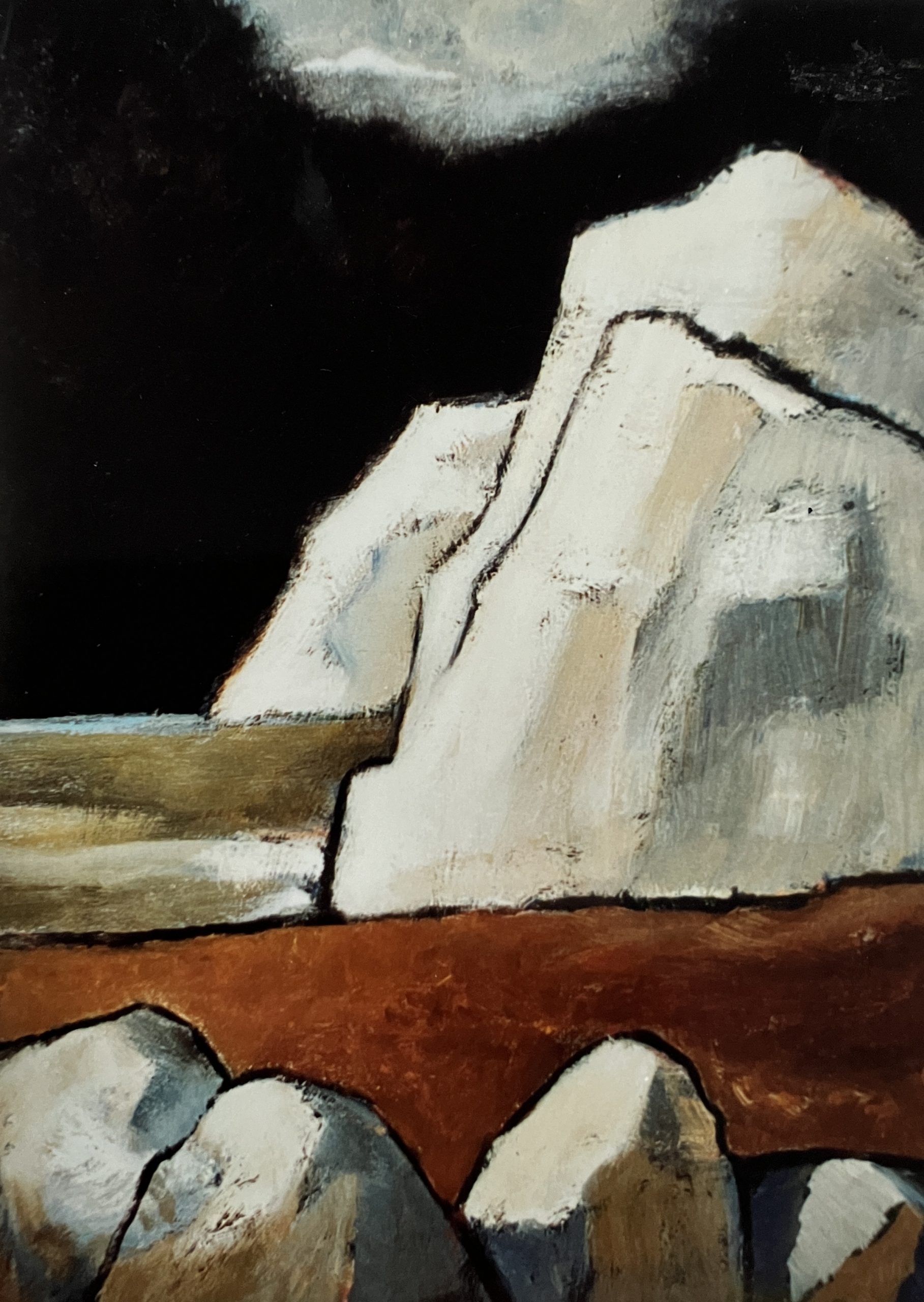 Kreidefelsen, 1995, Öl auf Hartfaserplatte, 80 x 59 cm.