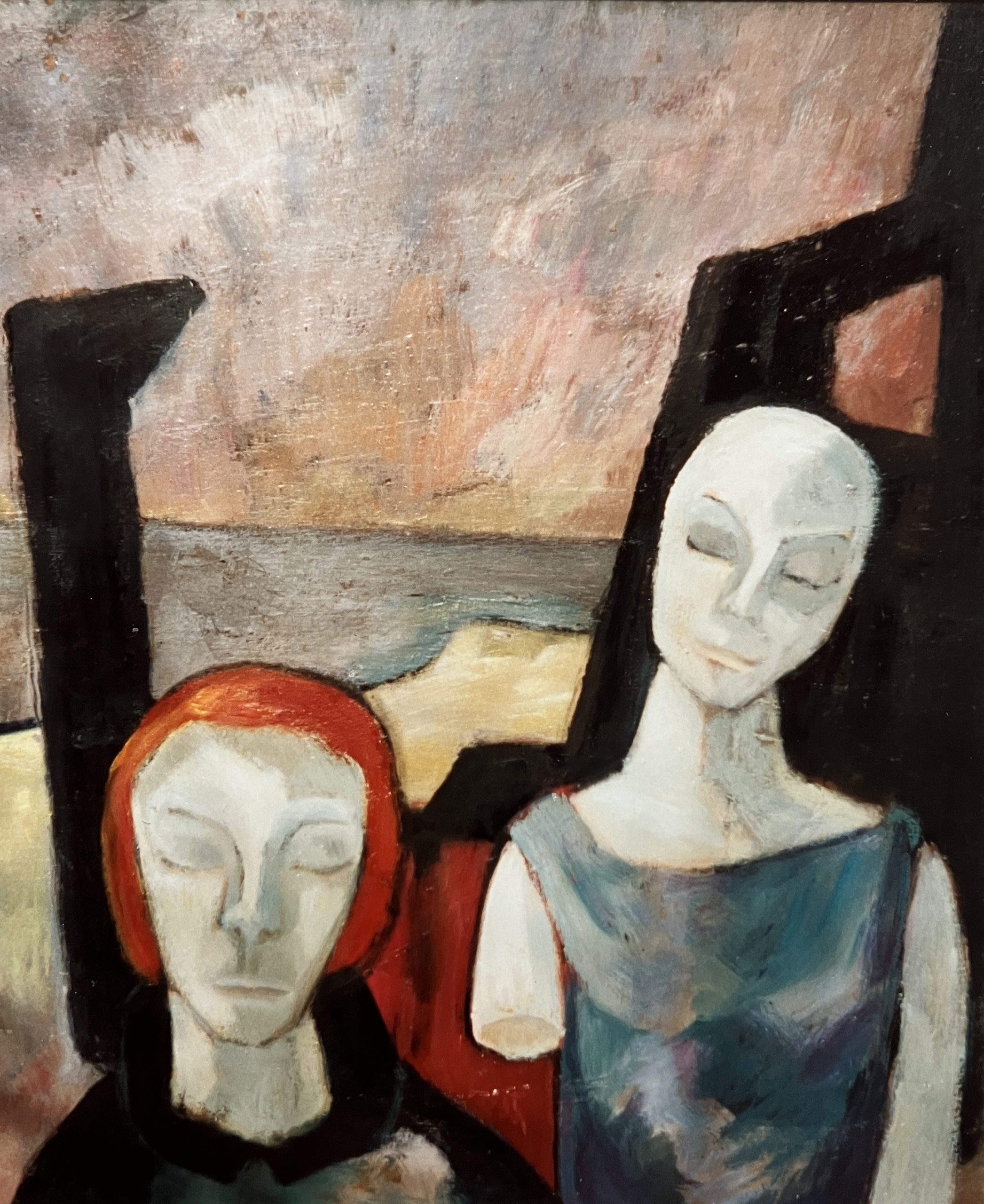 Träumende, 1995, Öl auf Hartfaserplatte, 90 x 74 cm.