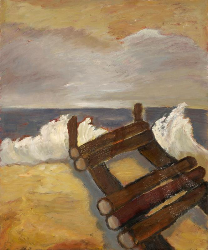 Floss, 1996, Öl auf Hartfaserplatte, 90 x 74,5 cm.