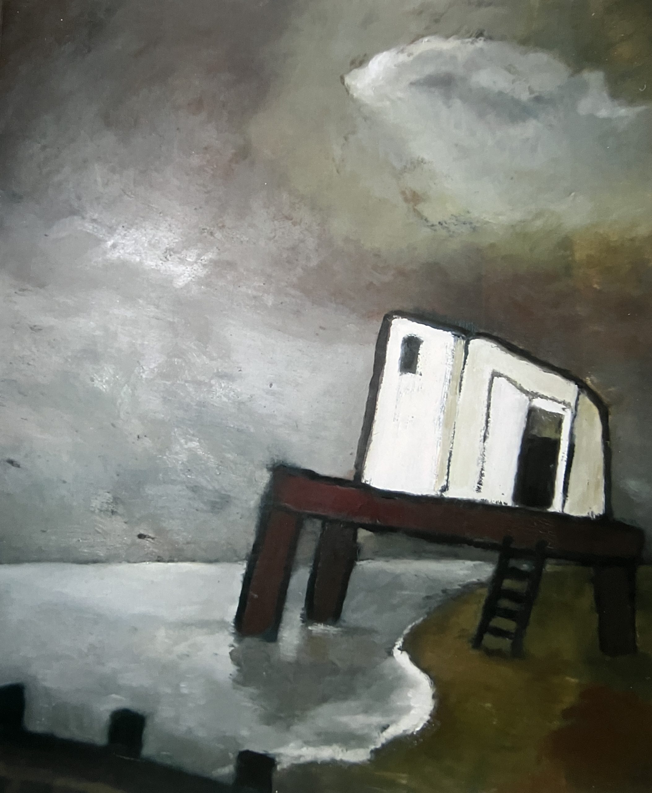 Rettungsstation III, 1996, Öl auf Hartfaserplatte, 71 x 62 cm.