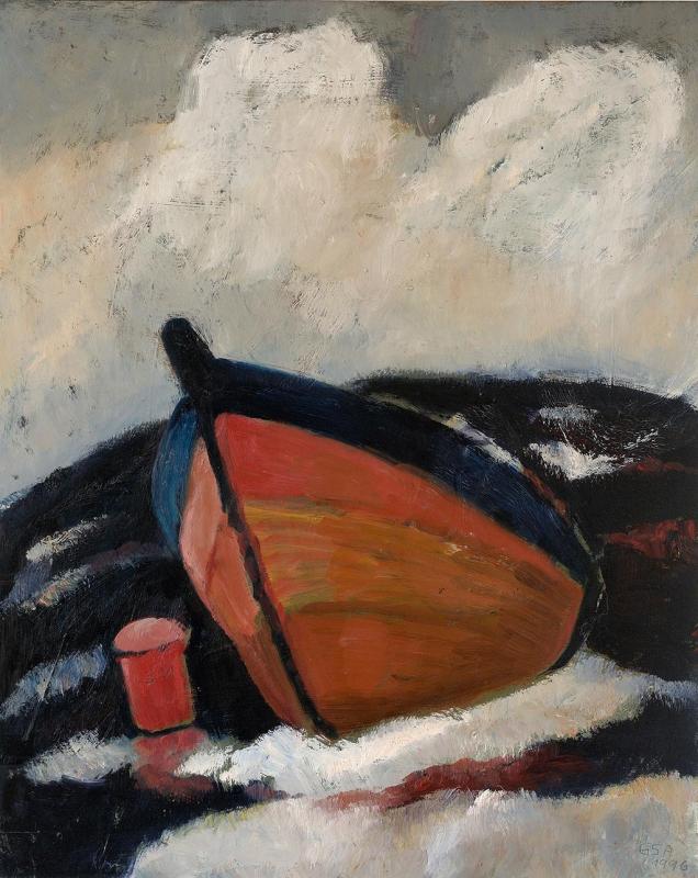 Roter Kahn, 1996, Öl auf Hartfaserplatte, 89,8 x 74,8 cm.