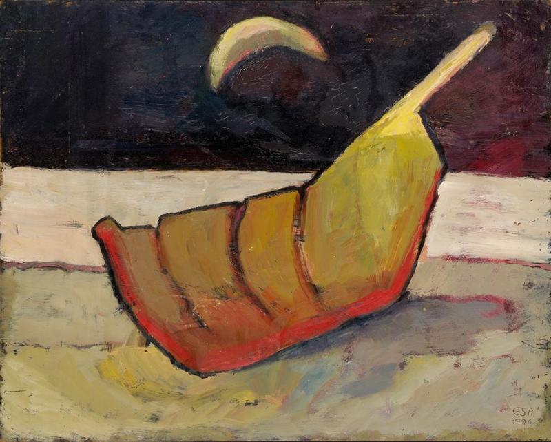 Südsee, 1996, Öl auf Hartfaserplatte, 64,4 x 81 cm.