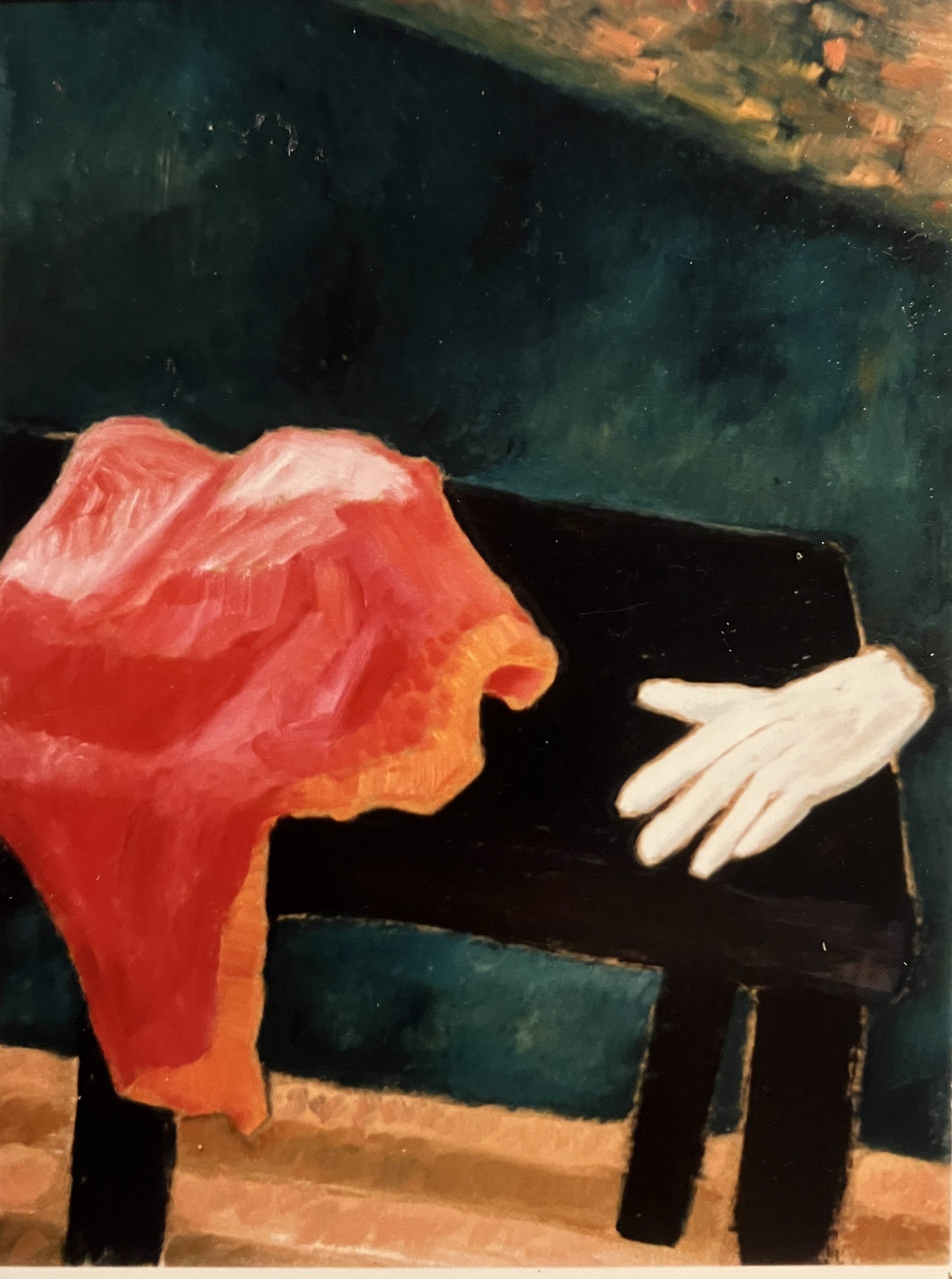 Weißer Handschuh, 1996, Öl auf Hartfaserplatte, 80 x 60 cm.