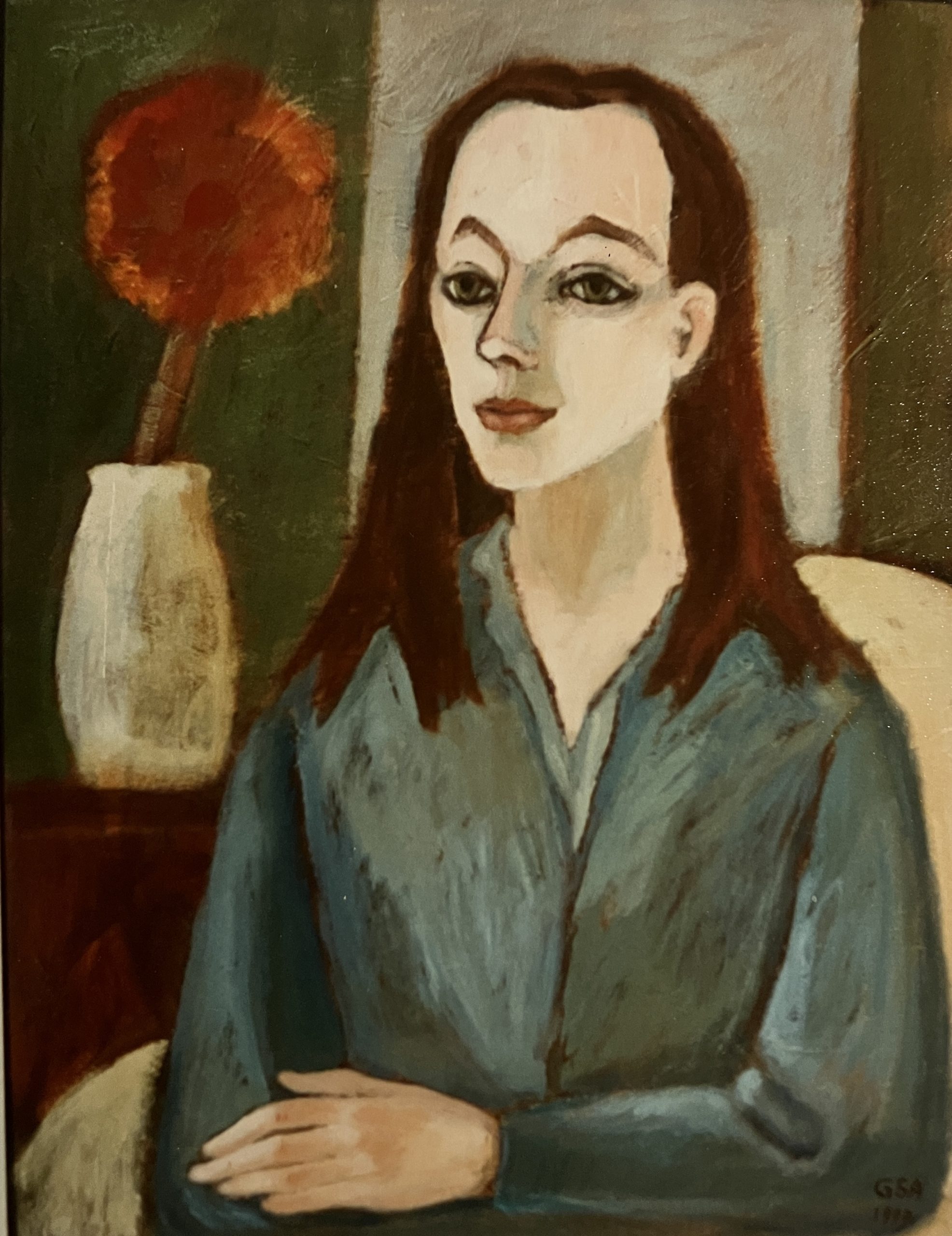 Bildnis Charlotte G. (Gruber), 1997, Öl auf Hartfaserplatte, 80 x 60 cm.