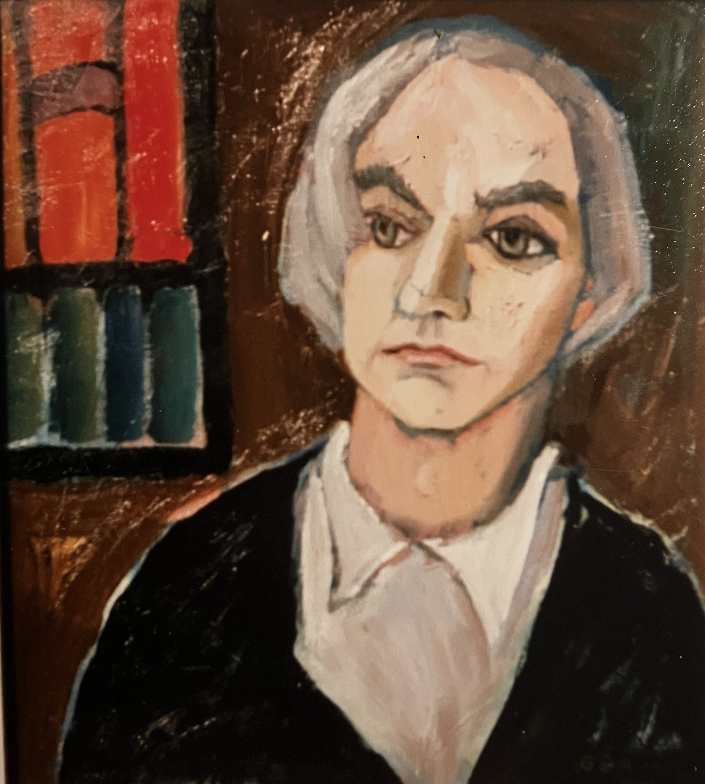 Bildnis J. K. (Joachim Knape), 1997, Öl auf Hartfaserplatte, 70 x 50 cm.