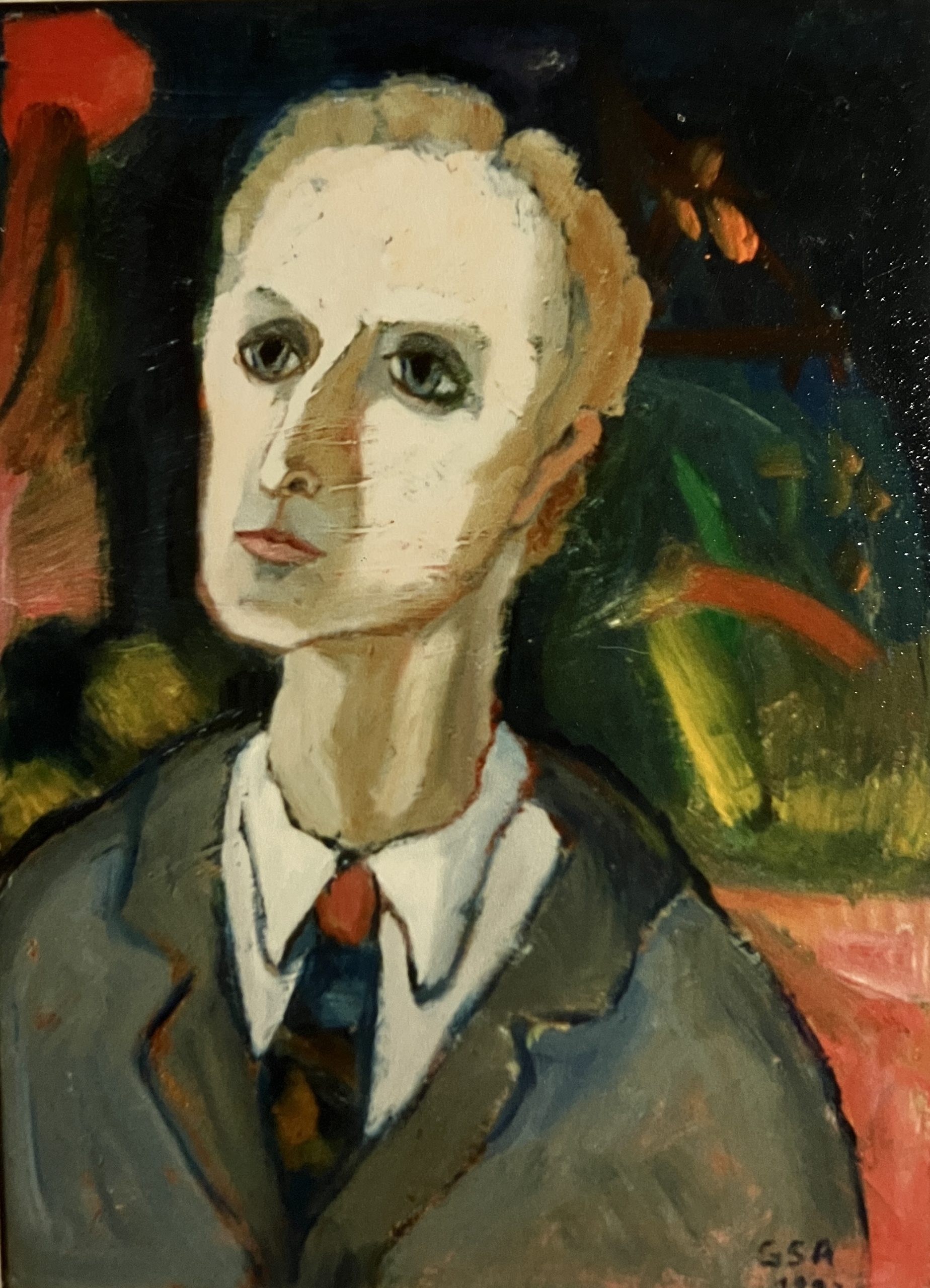 Bildnis Th. L. H. III (Thomas Leon Heck), 1997, Öl auf Hartfaserplatte, 69,8 x 50 cm.