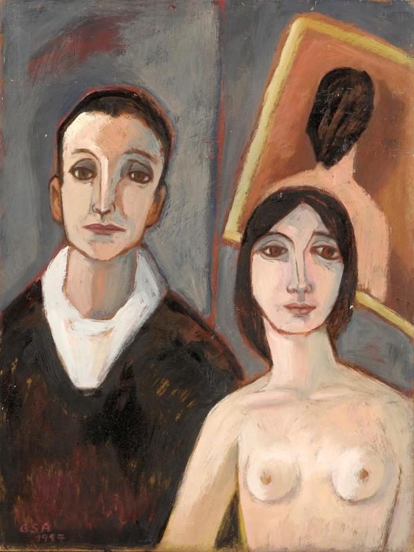 Gespannte Beziehung, 1997, 79,7 x 60 cm.