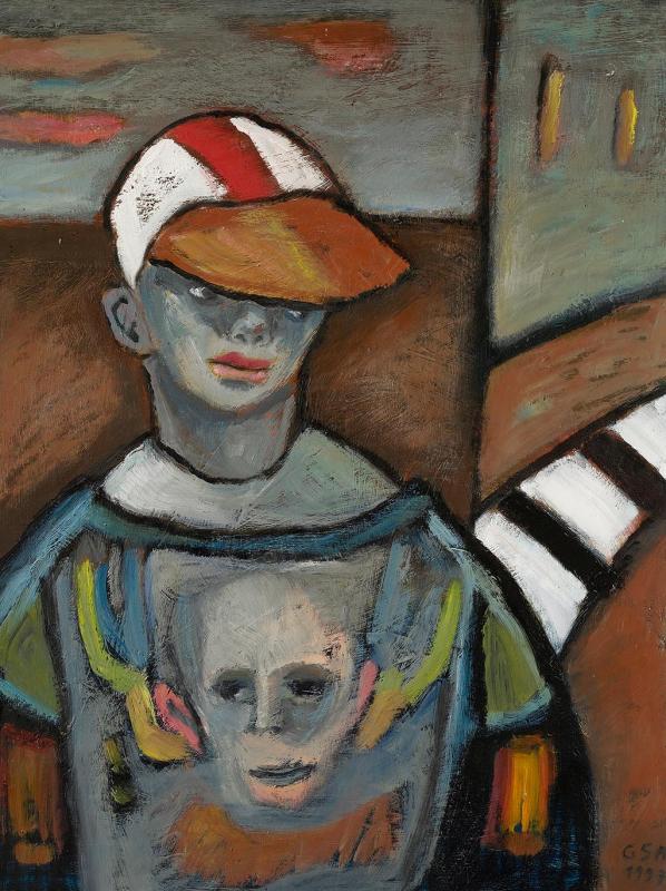 Strassenjunge, 1997, Öl auf Hartfaserplatte, 80 x 59,7 cm.