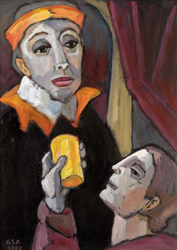 Ein König von Thule, 1998, Öl auf Hartfaserplatte, 70 x 50 cm.