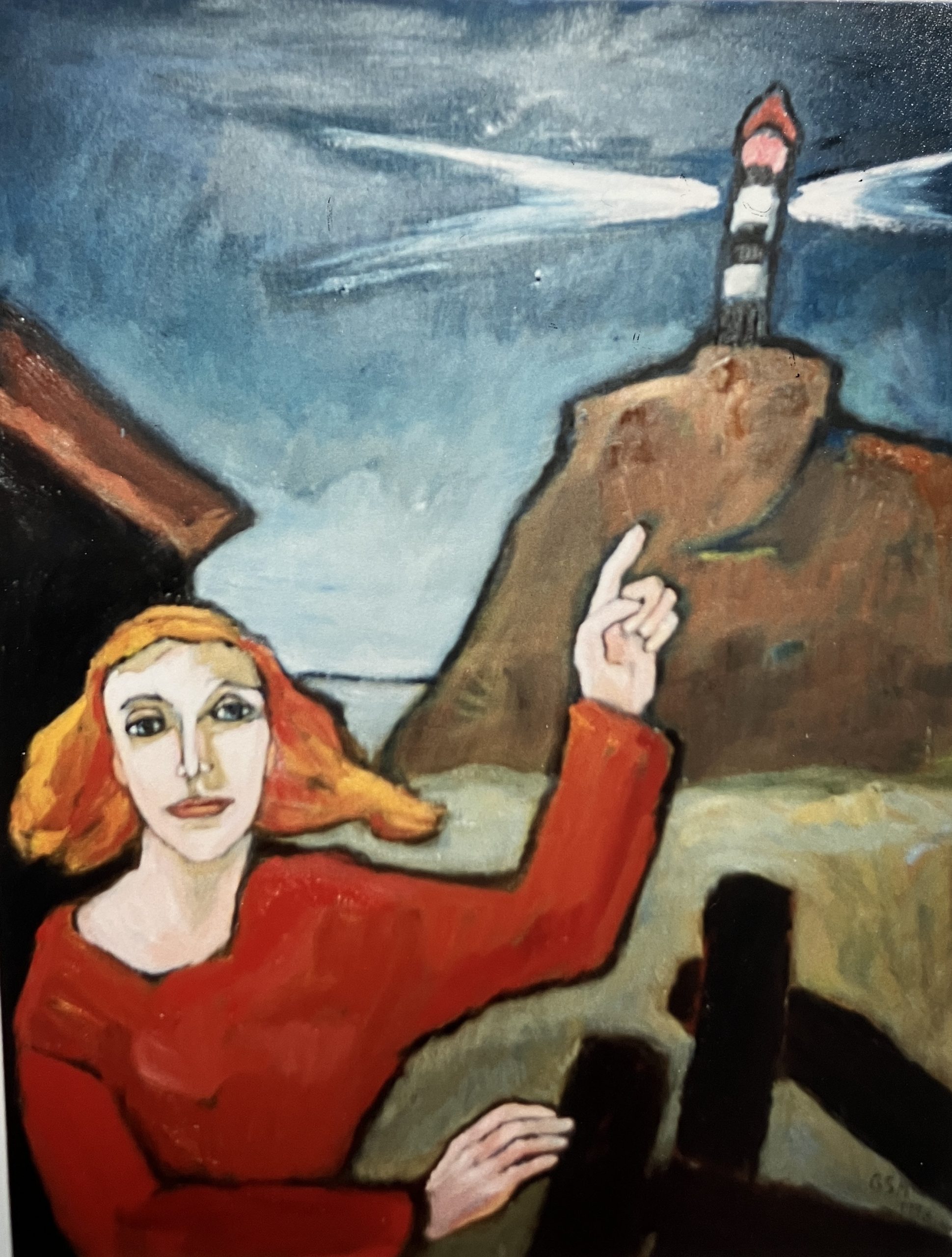 Fingerzeig (übermalt), 1998, Öl auf Hartfaserplatte.