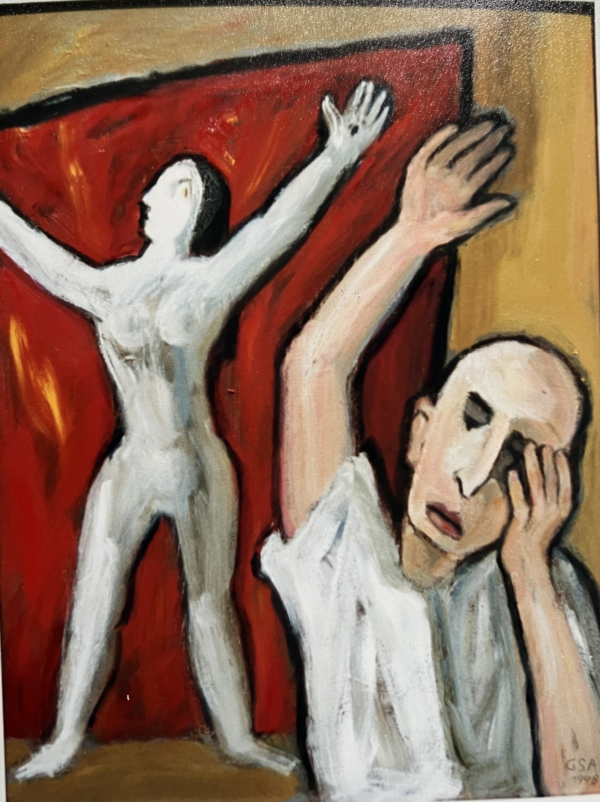 Gekreuzigte, 1998, Öl auf Hartfaserplatte, 80 x 60 cm.