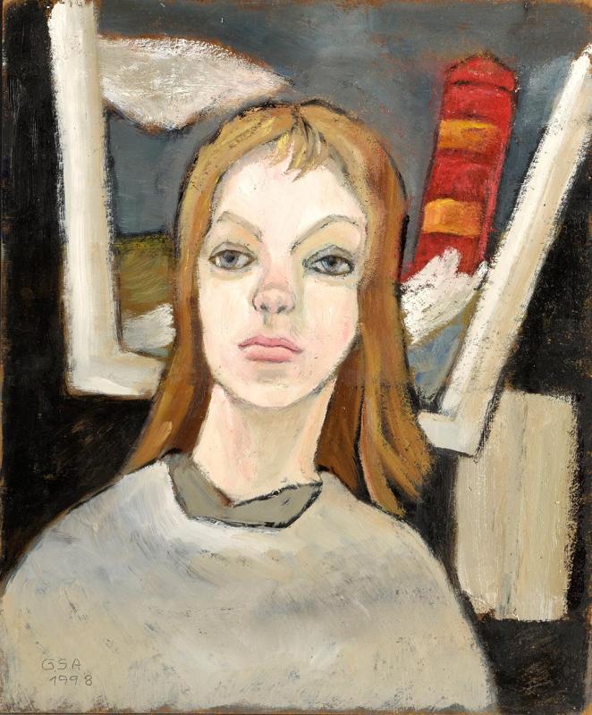 Junges Mädchen, 1998, Öl auf Hartfaserplatte, 59 x 48,8 cm.