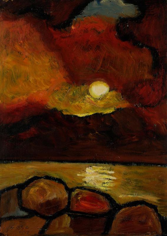 Vor Sonnenuntergang, 1998, Öl auf Hartfaserplatte, 70 x 50 cm.