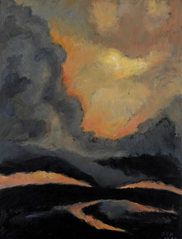 Abendhimmel, 1999, Öl auf Hartfaserplatte, 80 x 60 cm.