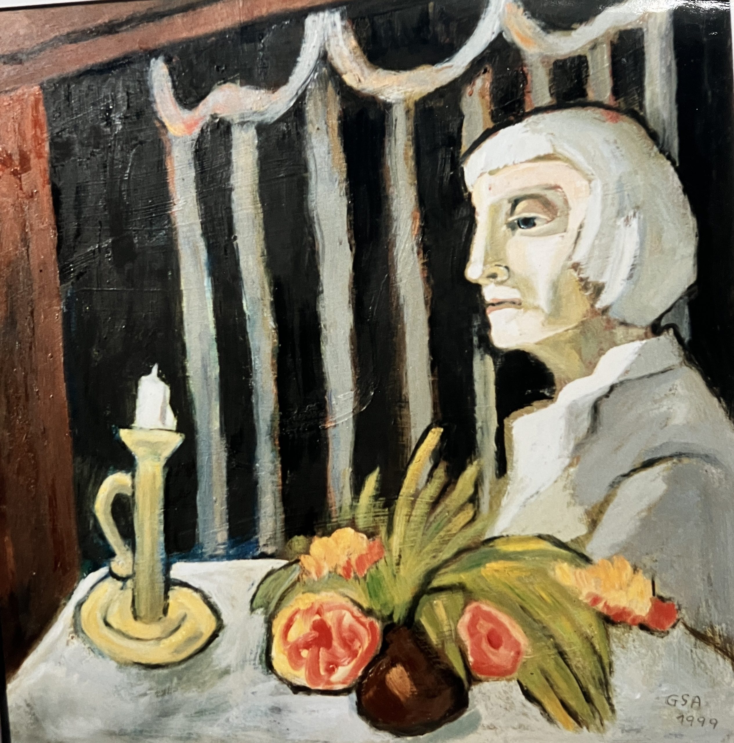 Alter, 1999, Öl auf Hartfaserplatte, 75 x 75 cm.