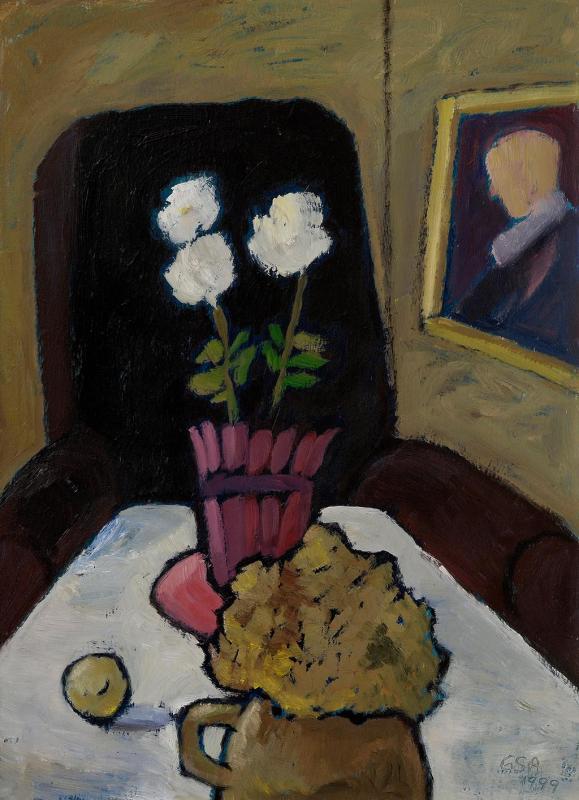 Gedenken, 1999, Öl auf Hartfaserplatte, 70 x 50 cm.