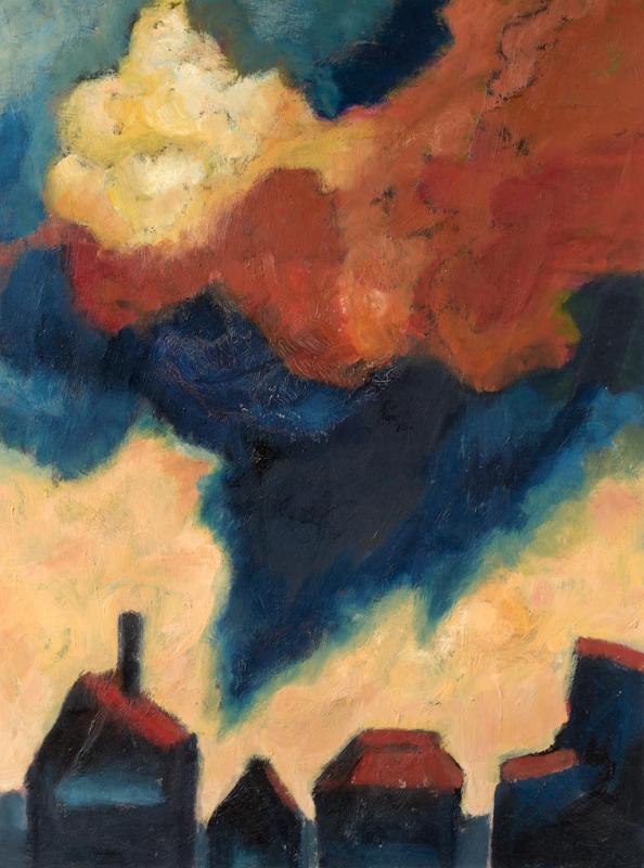 Goldene Wolken III, 1999, Öl auf Hartfaserplatte, 79,8 x 60 cm.