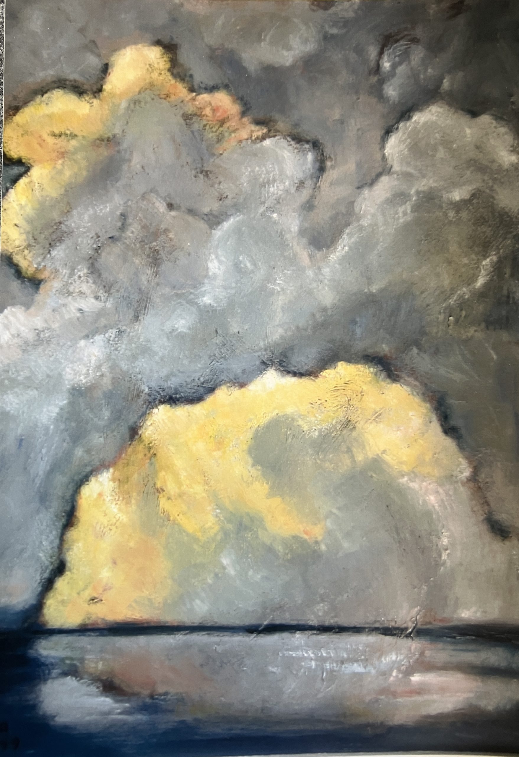 Goldene Wolken, 1999, Öl auf Hartfaserplatte, 80 x 60 cm.