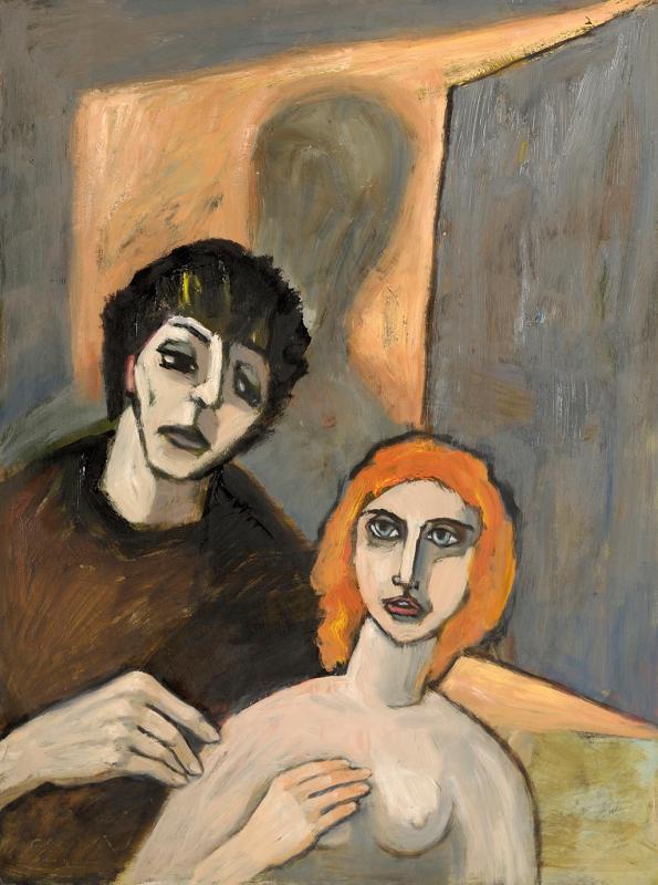 Sein Schatten, 1999, Öl auf Hartfaserplatte, 79,5 x 60 cm.