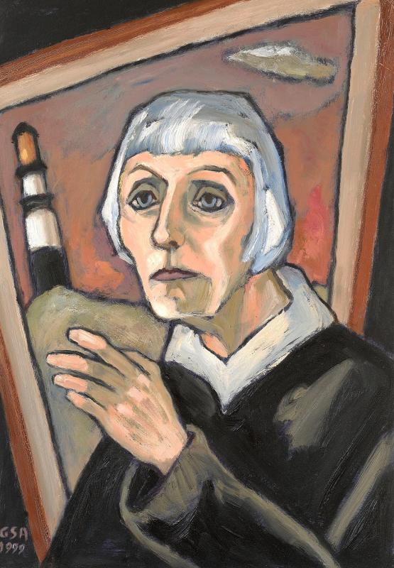 Wunschbild (selbst), 1999, Öl auf Hartfaserplatte, 69,8 x 50 cm.